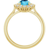 14K Yellow Gold Natural Aquqmarine  & 1/3 CTW Lab-Grown Diamond Ring