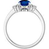 14K White Gold Lab-Grown Blue Sapphire and 1/10 CTW Lab-Grown Diamond Ring