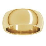 14K Yellow Gold 8 mm Comfort-Fit Half Round Band Size 10