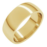 14K Yellow Gold 7 mm Lightweight Comfort-Fit Half Round Band Size 7