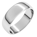 10K White Gold 6 mm Lightweight Half Round Band Size 8