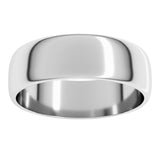 10K White Gold 6 mm Lightweight Half Round Band Size 8