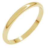 10K Yellow Gold 2 mm Lightweight Half Round Band Size 7
