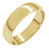 10K Yellow Gold 5 mm Lightweight Half Round Band Size 11.5