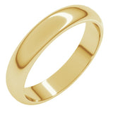 10K Yellow Gold 4 mm Half Round Band Size 7.5