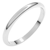 Sterling Silver 2 mm Half Round Band Size 7
