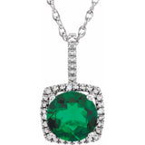 Sterling Silver 7 mm Lab-Grown Emerald & .015 CTW Natural Diamond 18