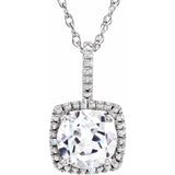 Sterling Silver 7 mm Lab-Grown White Sapphire & .015 CTW Natural Diamond 18