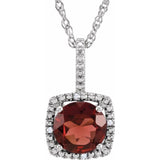 Sterling Silver 7 mm Natural Mozambique Garnet & .015 CTW Natural Diamond 18