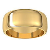 18K Yellow Gold 8 mm Half Round Band Size 7