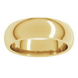 10K Yellow Gold 6 mm Comfort-Fit Half Round Band Size 14