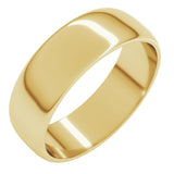 14K Yellow Gold 6 mm Lightweight Half Round Band Size 6.5