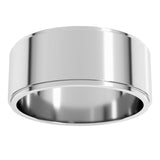 14K White Gold 8 mm Stepped-Edge Flat Band Size 11.5