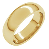 14K Yellow Gold 6 mm Comfort-Fit Half Round Band Size 7.5
