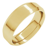 14K Yellow Gold 6 mm Beveled-Edge Comfort-Fit Flat Band Size 9