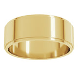 14K Yellow Gold 7 mm Stepped-Edge Flat Band Size 9