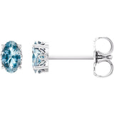 14K White Gold Natural Sky Blue Topaz Earrings