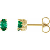 14K Yellow Gold Lab-Grown Emerald Scroll Setting® Stud Earrings