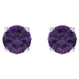 14K White Gold Natural Amethyst Scroll Setting® Stud Earrings