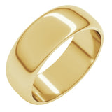 14K Yellow Gold 7 mm Half Round Band Size 12.5