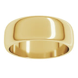 14K Yellow Gold 7 mm Half Round Band Size 12.5