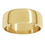 10K Yellow Gold 7 mm Lightweight Half Round Band Size 9