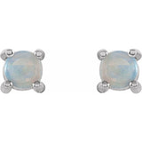 14K White Gold 4 mm Natural White Opal Earrings