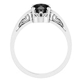 14K White Gold Natural Black Onyx Solitaire Scroll Setting® Ring