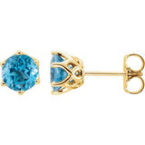 14K Yellow Gold Natural Swiss Blue Topaz Earrings
