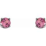 14K White Gold Natural Pink Tourmaline Youth Earrings