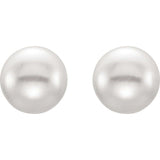 Sterling Silver 8-9 mm Cultured White Freshwater Button Pearl Earrings