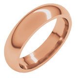 18K Rose Gold 5 mm Comfort-Fit Half Round Band Size 8.5