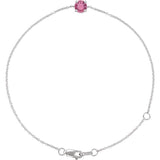 14K White Gold Natural Pink Tourmaline  6 1/2-7-1/2