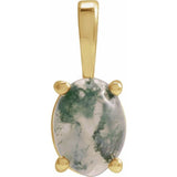 14K Yellow Gold Natural Moss Agate Pendant