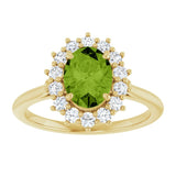 14K Yellow Gold Natural Peridot  & 1/3 CTW Lab-Grown Diamond Ring