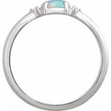 14K White Gold Natural Ethiopian Opal & .03 CTW Natural Diamond Ring