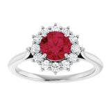 14K White Gold Lab-Grown Ruby  & 1/3 CTW Lab-Grown Diamond Ring