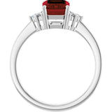 14K White Gold Natural Mozambique Garnet and 1/10 CTW Lab-Grown Diamond Ring