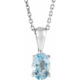 Sterling Silver Natural Aquamarine 16-18