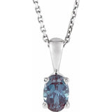 Sterling Silver Lab-Grown Alexandrite 16-18
