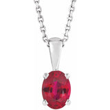 Sterling Silver Lab-Grown Ruby 16-18