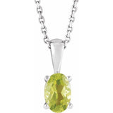 Sterling Silver Natural Peridot 16-18" Necklace