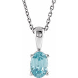 Sterling Silver Natural Blue Zircon 16-18