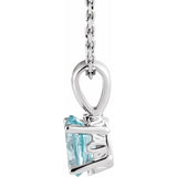 Sterling Silver Natural Blue Zircon 16-18" Necklace