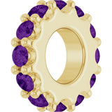 18K Yellow Gold-Plated Sterling Silver Natural Amethyst Spacer Charm/Pendant