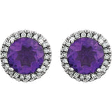 Sterling Silver Natural Amethyst & 1/8 CTW Lab-Grown Diamond Earrings