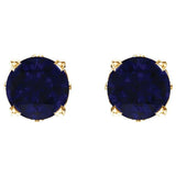 14K Yellow Gold Natural Blue Sapphire Scroll Setting® Stud Earrings