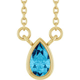14K Yellow Gold Natural Aquamarine 18" Necklace