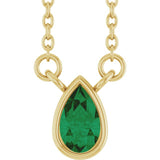 14K Yellow Gold Lab-Grown Emerald 18
