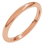 10K Rose Gold 2 mm Comfort-Fit Half Round Band Size 7.5